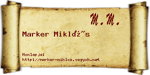 Marker Miklós névjegykártya